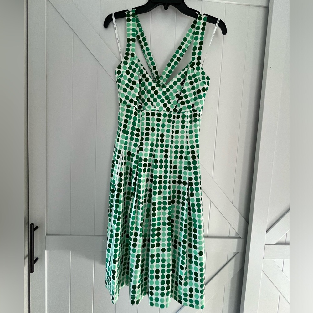 Calvin Klein Green Polka Dot Dress - Size 8